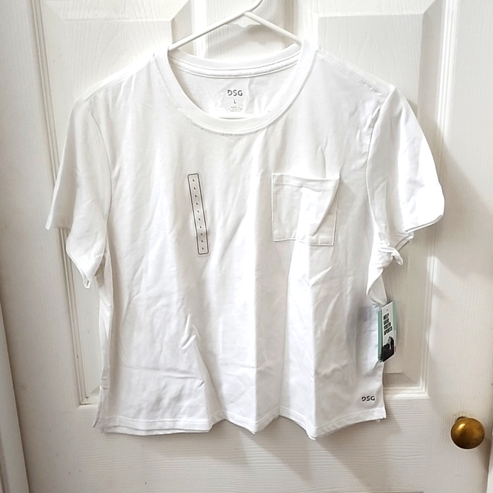DSG Crew SS Crop Tee, Women's Large, Pure White